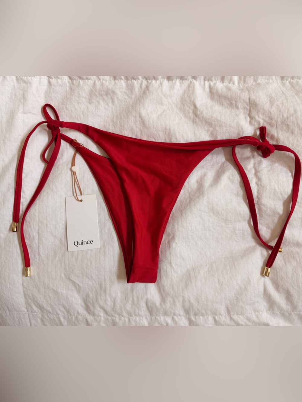 Quince Red Tie-Side Bikini Bottom Large
